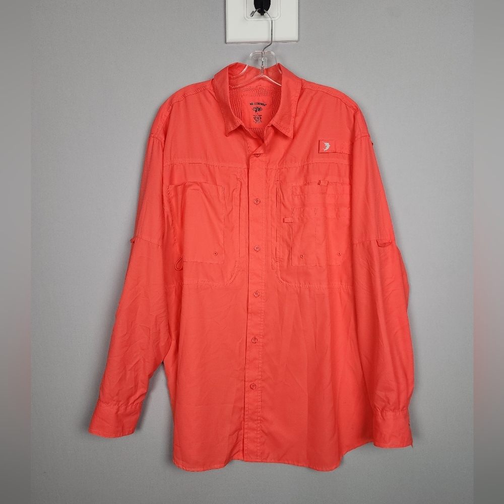 Reel Legends Long Sleeve Shirt Sz. Large Red Orange
